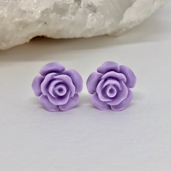 Gorgeous Handmade Purple Druzy+Succulent Earrings - Picture 4 of 8